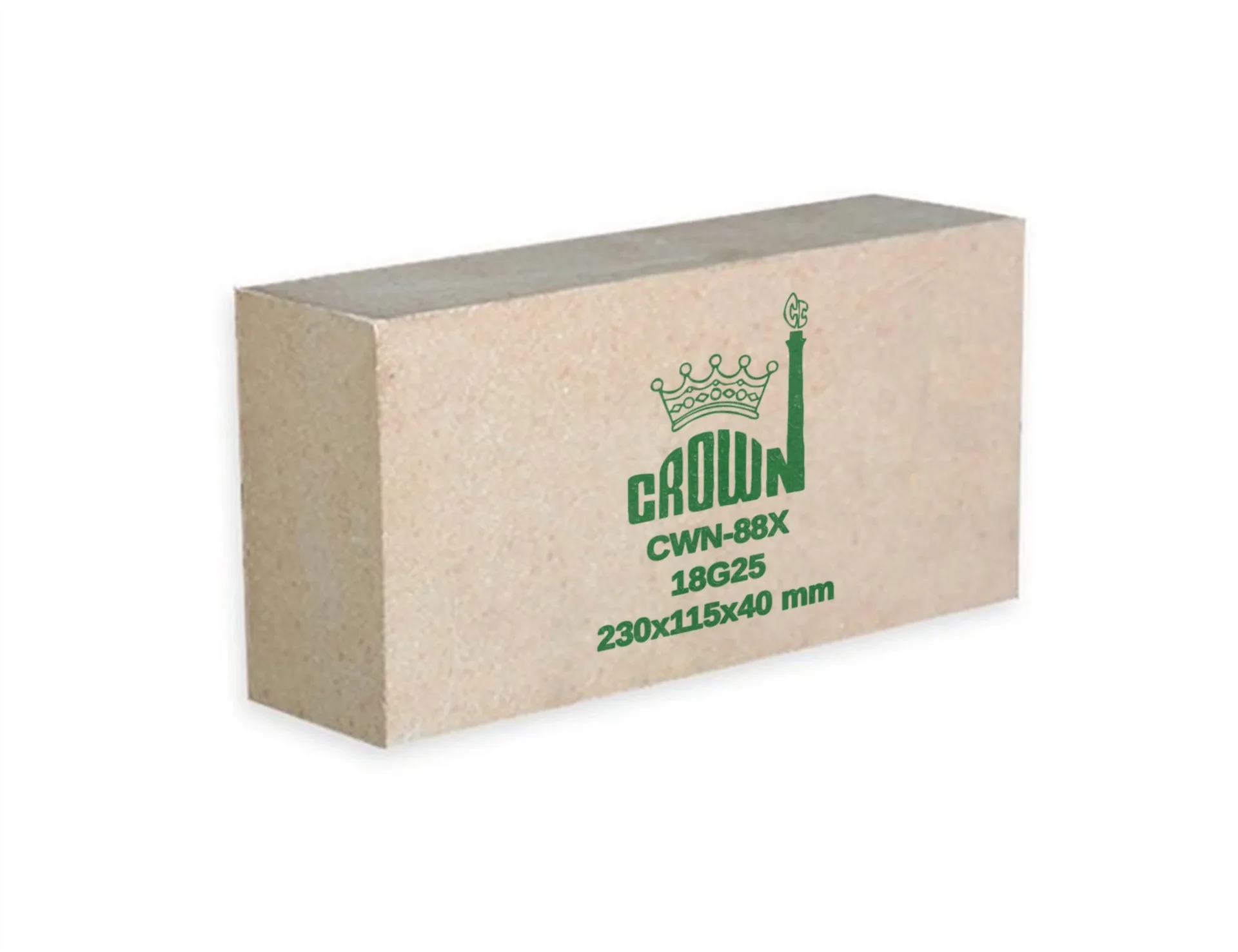 Crown CWN-88X corundum brick, stencilled on its large face with the Crown mark, grade, batch code and size
