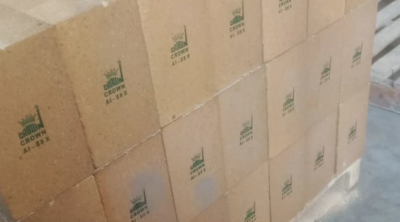Pallet of Crown AI-88X hearth blocks stencilled in green