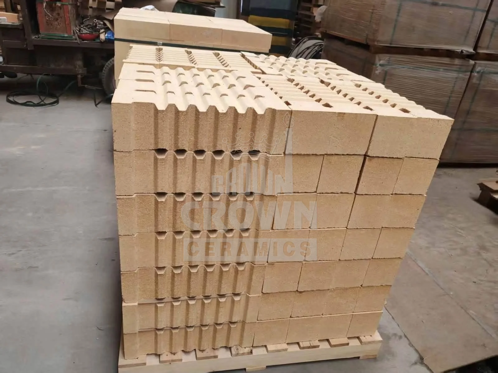 Stacked anchor tiles showing the ribbed keying face