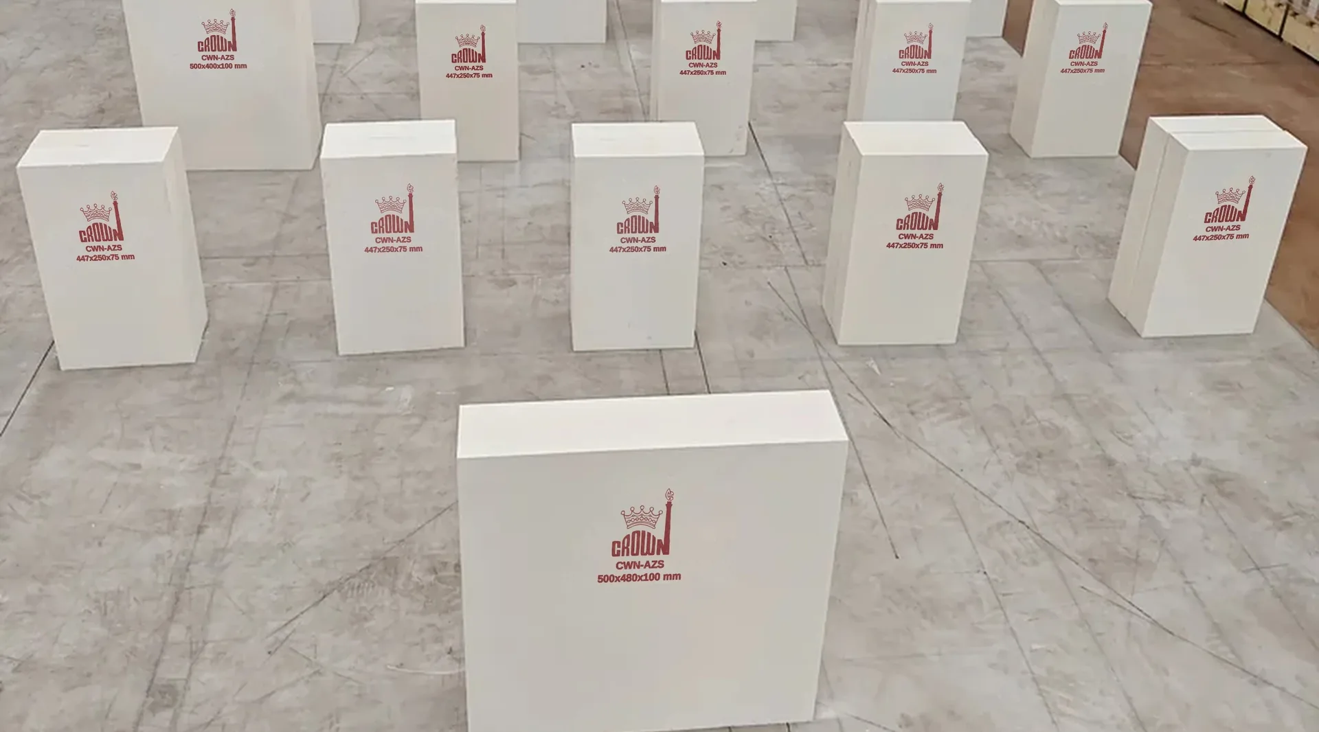 Crown CWN-AZS blocks stencilled in red with the Crown mark