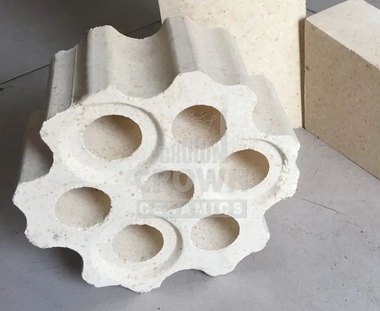 Seven-hole checker brick showing the interlocking scalloped edge